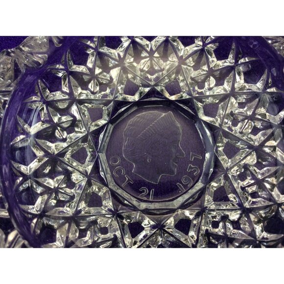 King George VI And Queen Elizabeth Bagley Glass Ashtrays 1937 Set 2 Royal Family - Picture 8 of 12